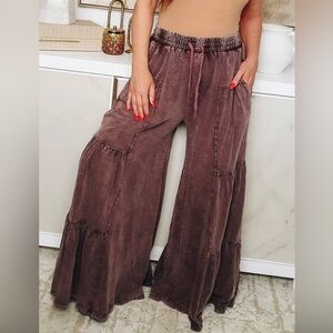 Trendy Wide Leg Purple Pants